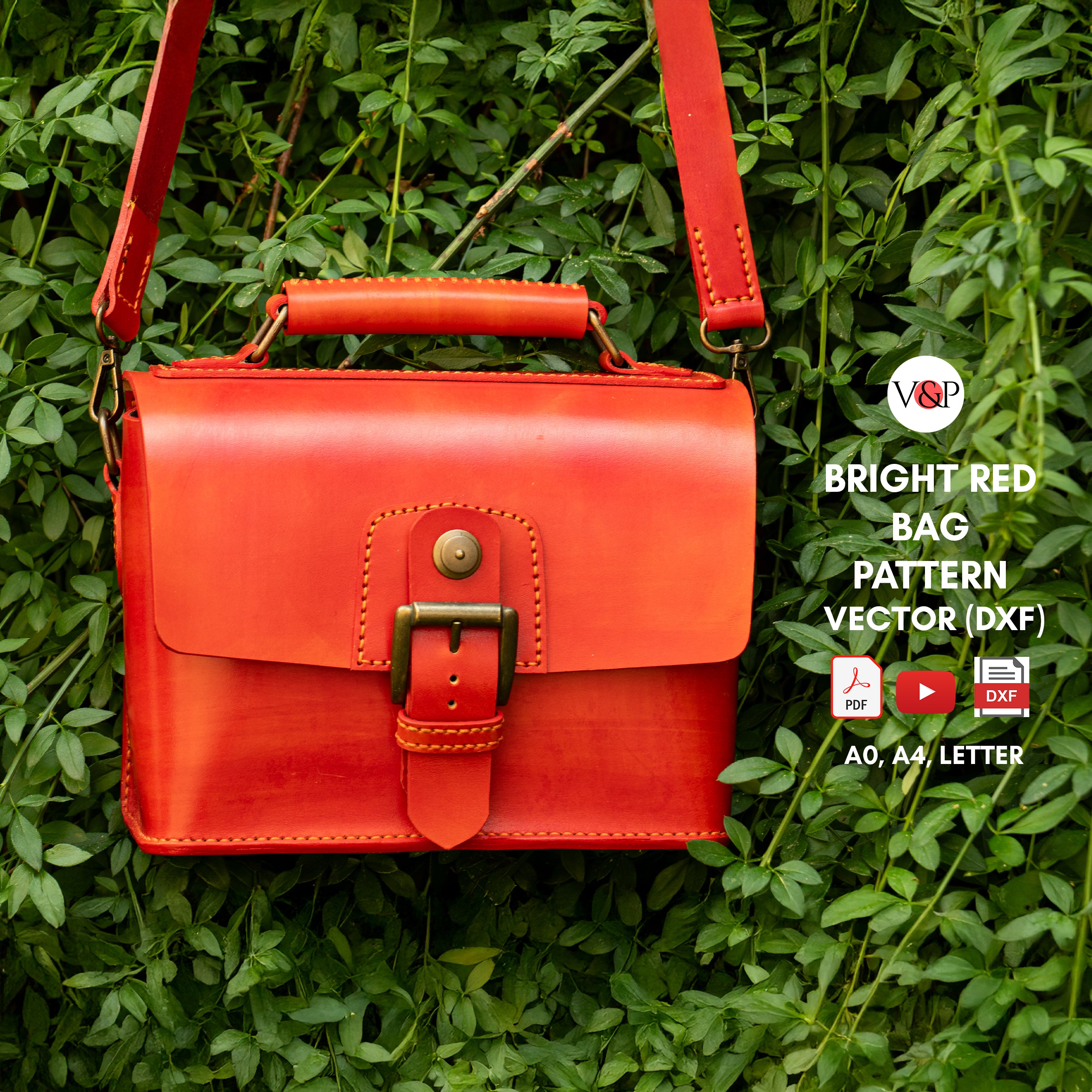 PDF Pattern, DXF and Instructional Video for  Bright Red Bag
