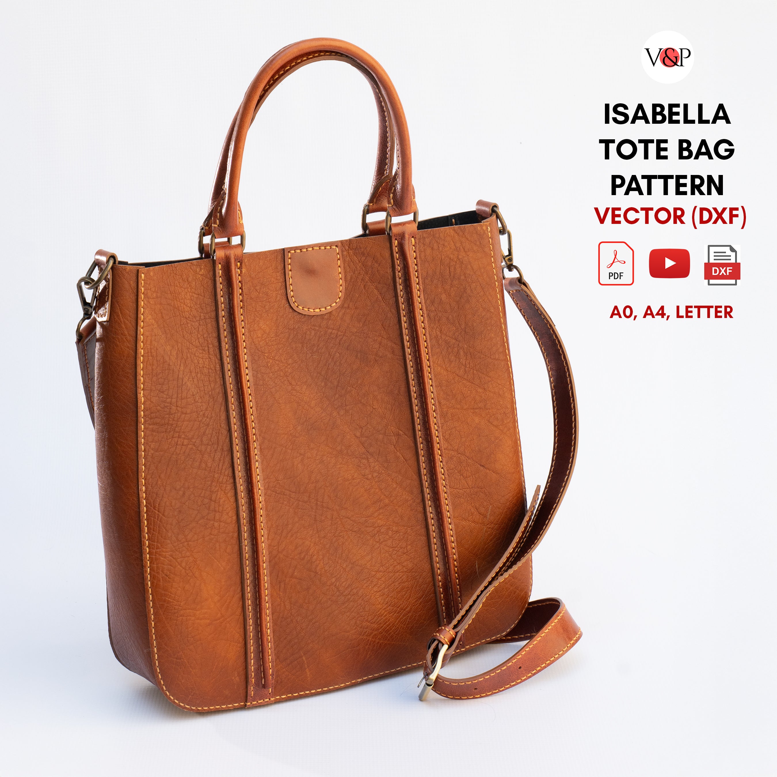 PDF Pattern, DXF and Instructional Video for Isabella Tote Bag