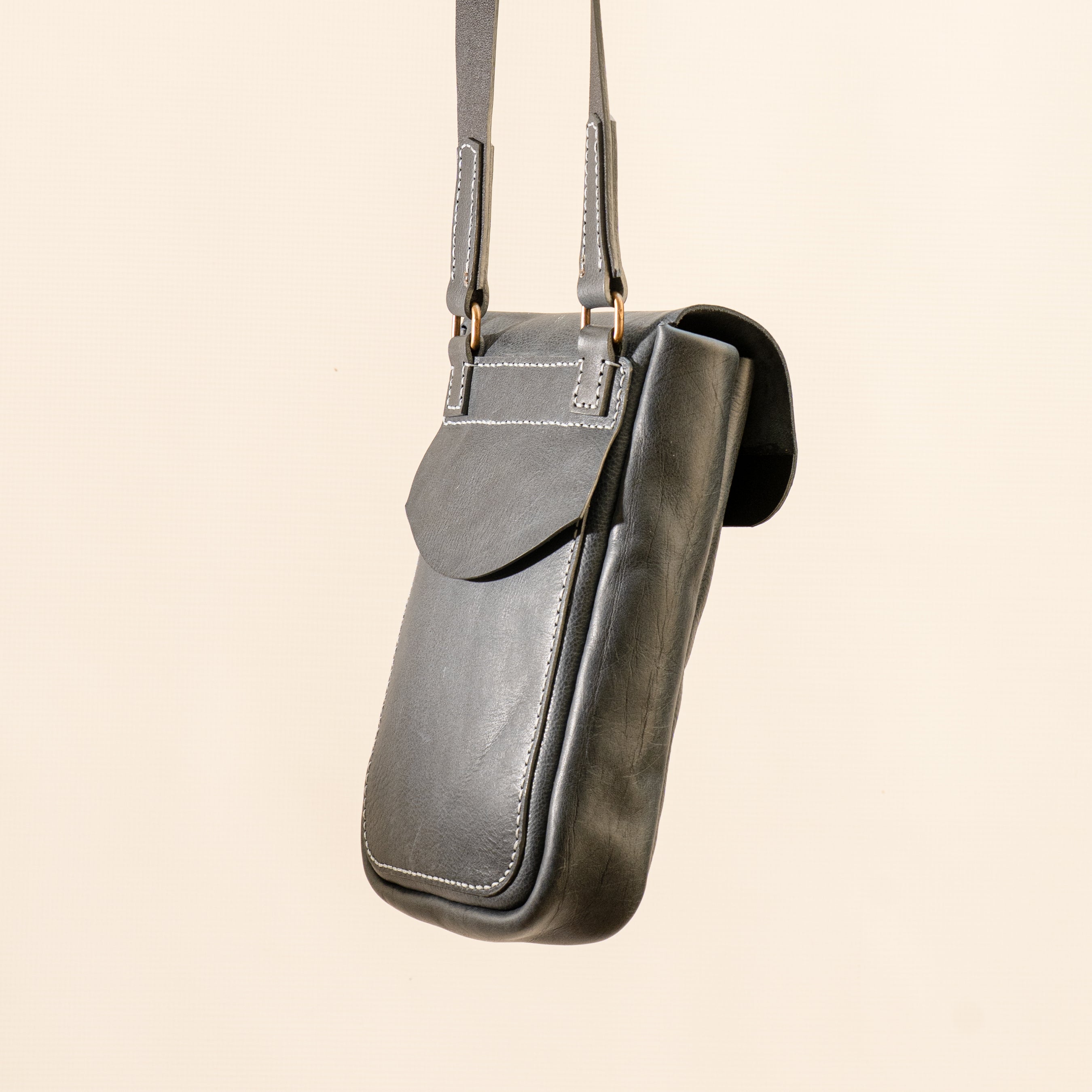  Leather Avery vertical messenger bag - PDF pattern + DXF + Video by Vasile and Pavel - back view