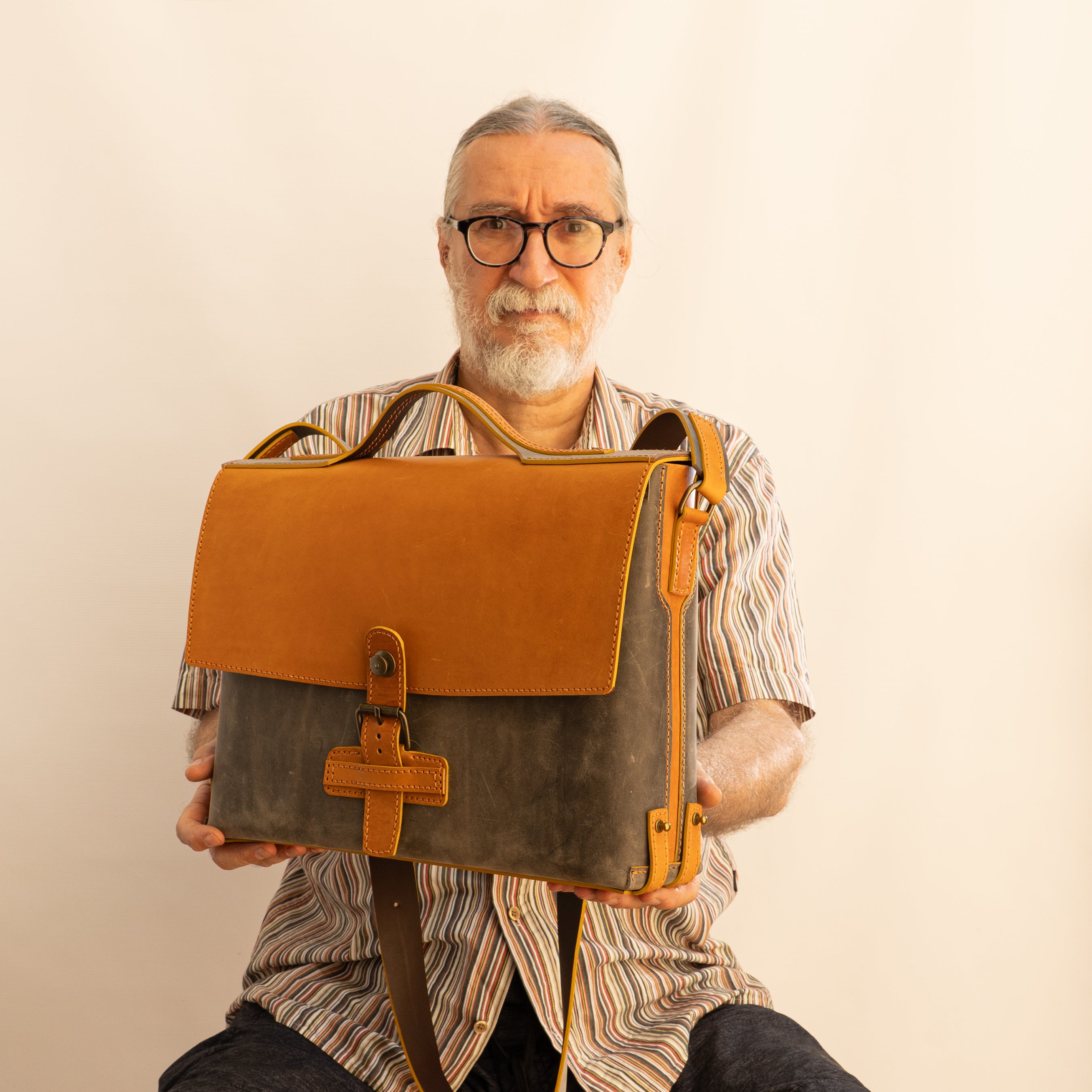Photo of the Bellamy Messenger Bag made with the PDF Pattern, DXF and Instructional Video for Bellamy Messenger Bag designed by Vasile and Pavel