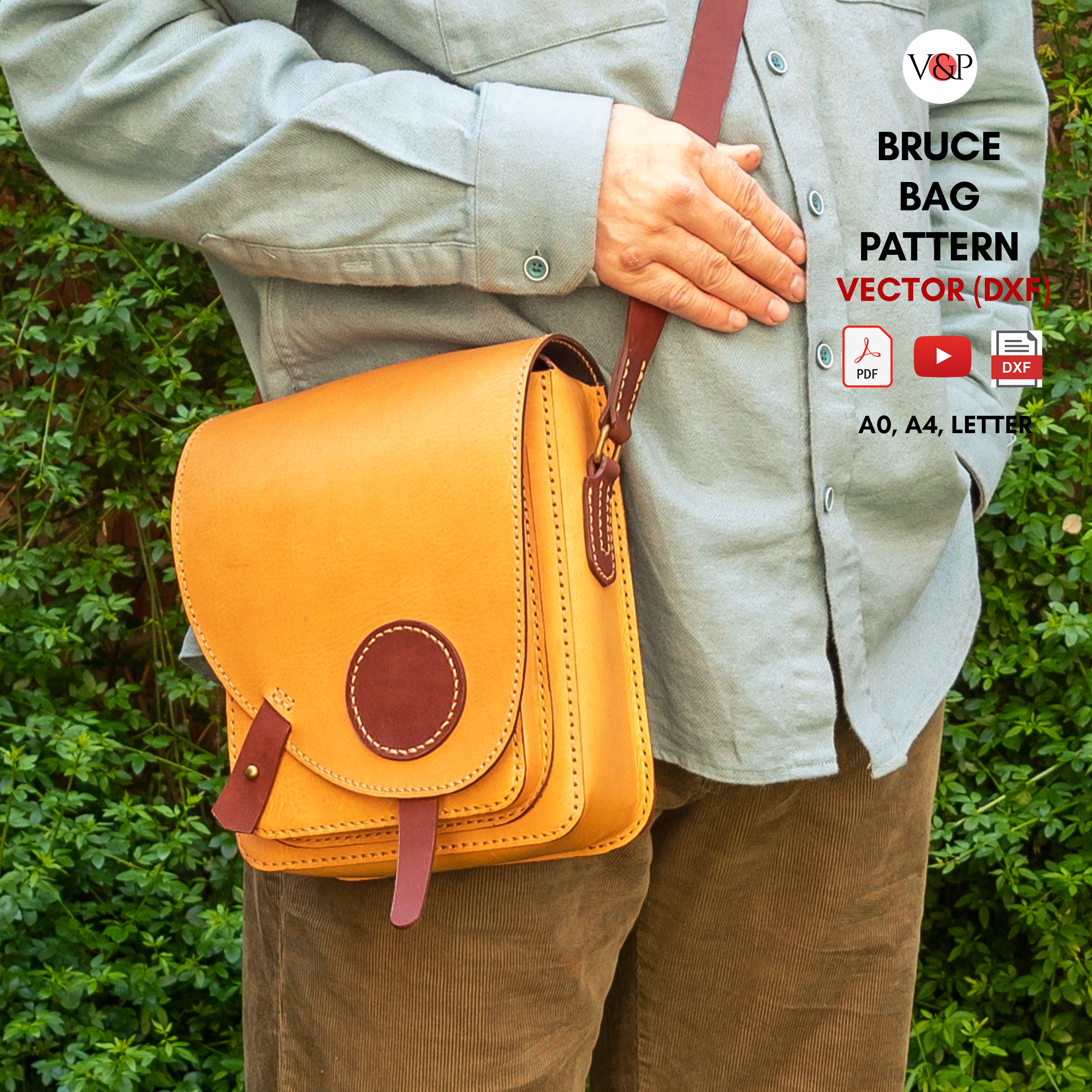 PDF + Video + DXF for Bruce Messenger Bag