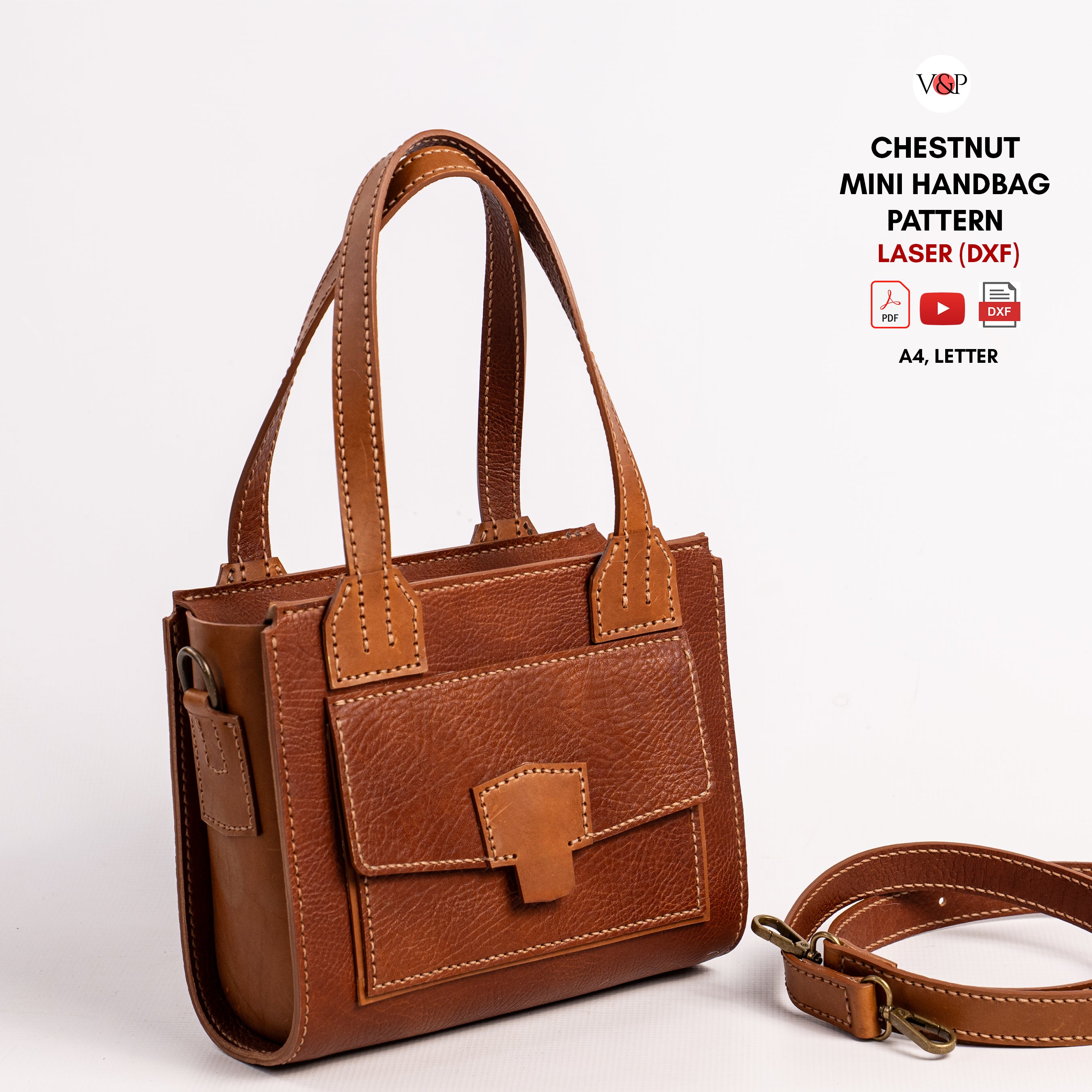 PDF + VIDEO + DXF Chestnut Mini Handbag Leather Pattern – Vasile and ...
