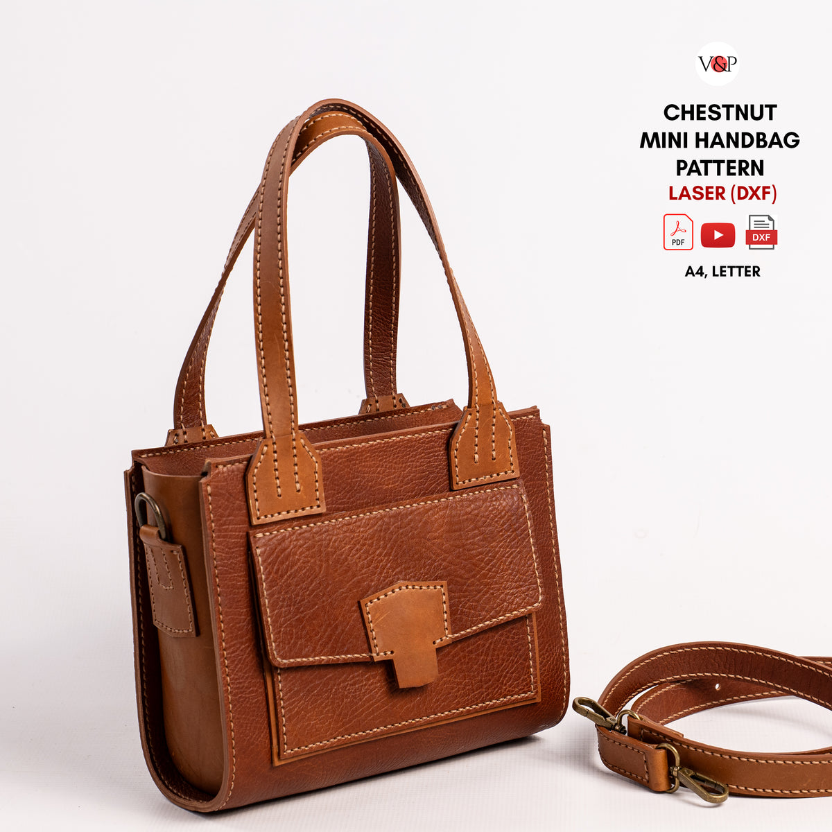 PDF + VIDEO + DXF Chestnut Mini Handbag Leather Pattern – Vasile and ...