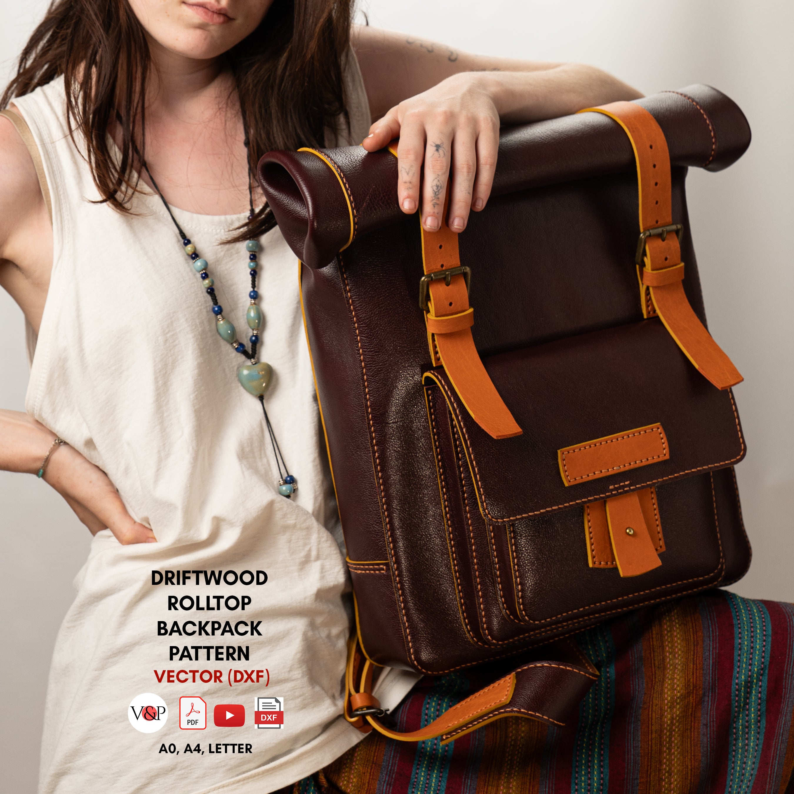 PDF Pattern, DXF and Instructional Video for Driftwood Rolltop Backpack
