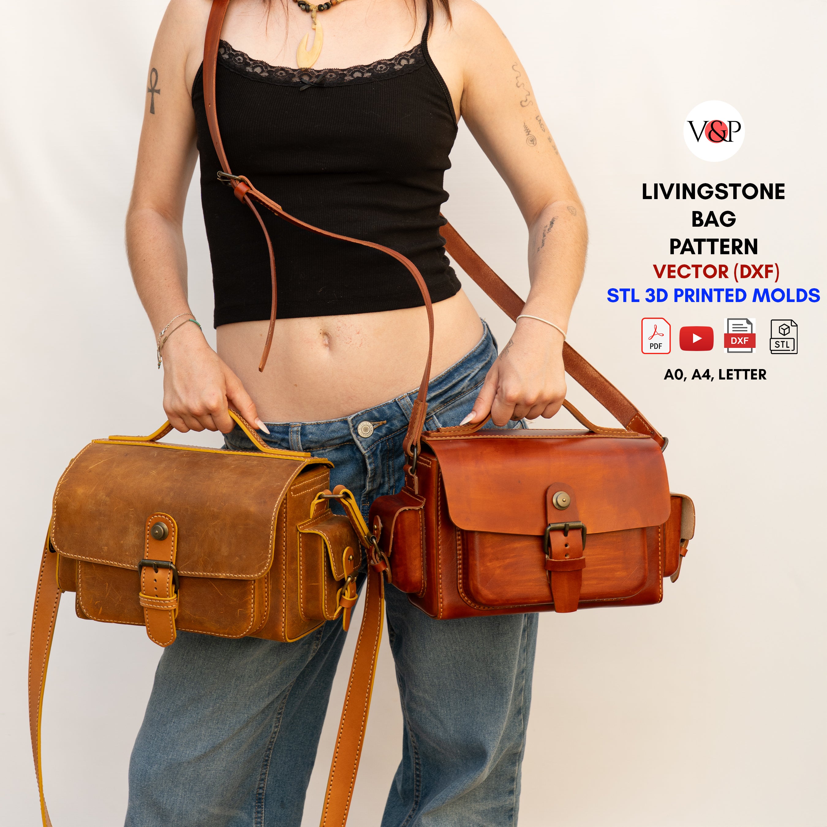 PDF Pattern, DXF, STL for 3D Printed Molds and Instructional Video for Livingstone Bag