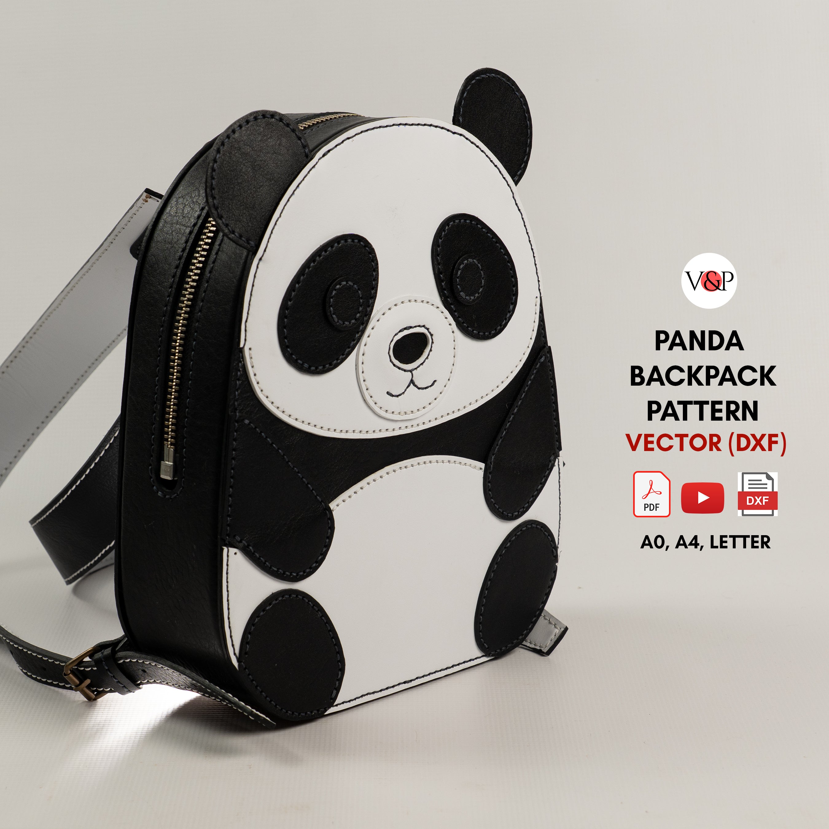 PDF Pattern, DXF and Instructional Video for Panda Backpack