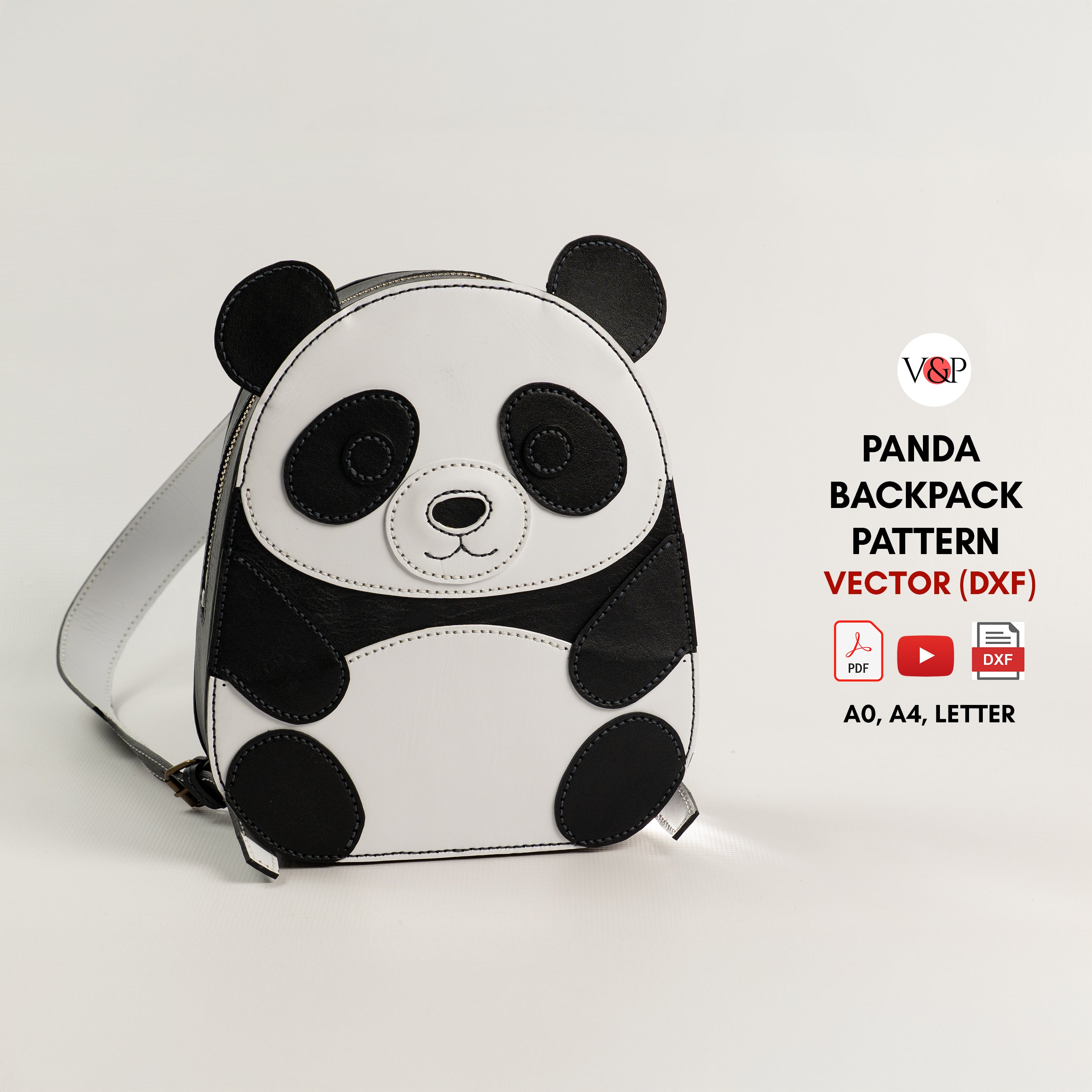 PDF Pattern, DXF and Instructional Video for Panda Backpack