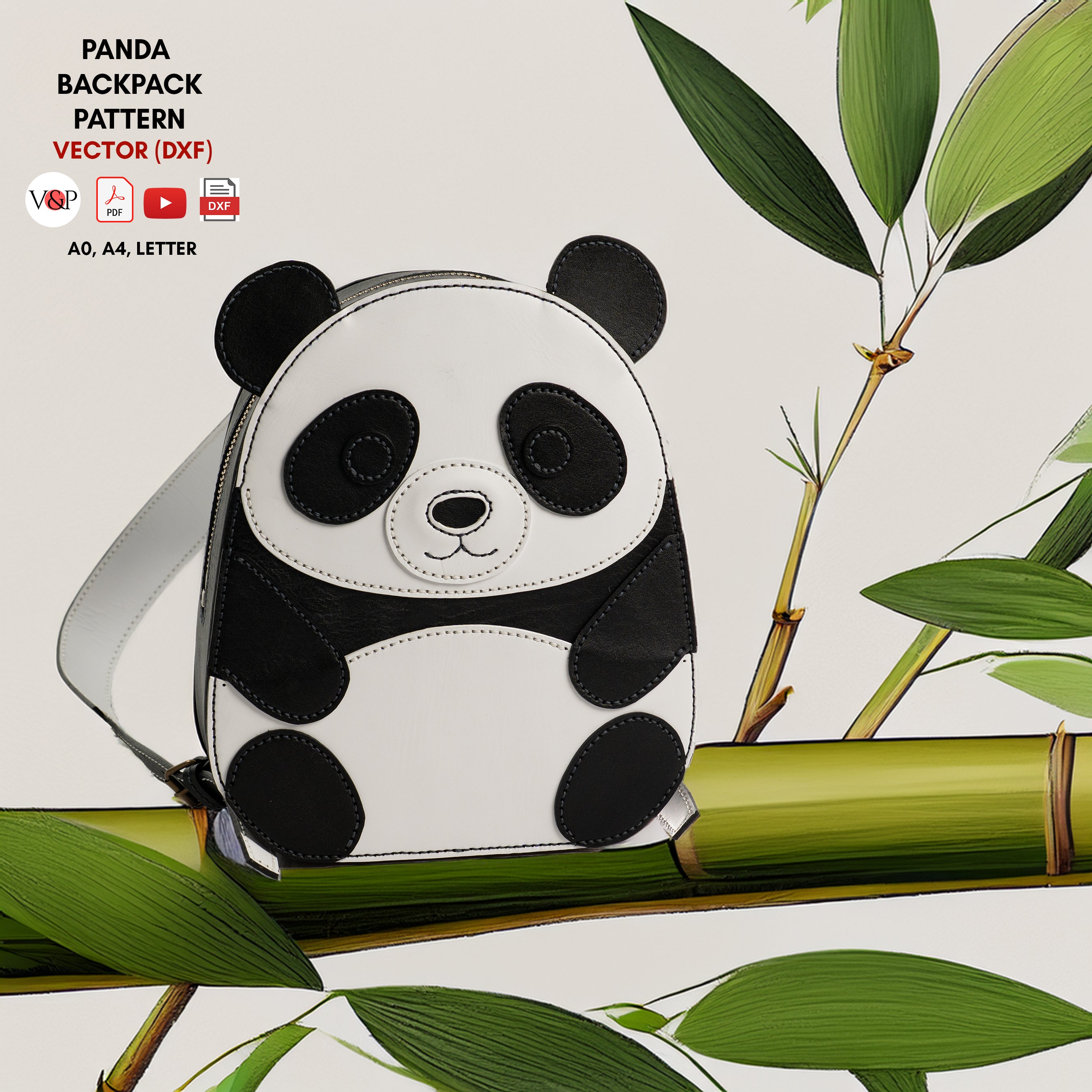 PDF Pattern, DXF and Instructional Video for Panda Backpack