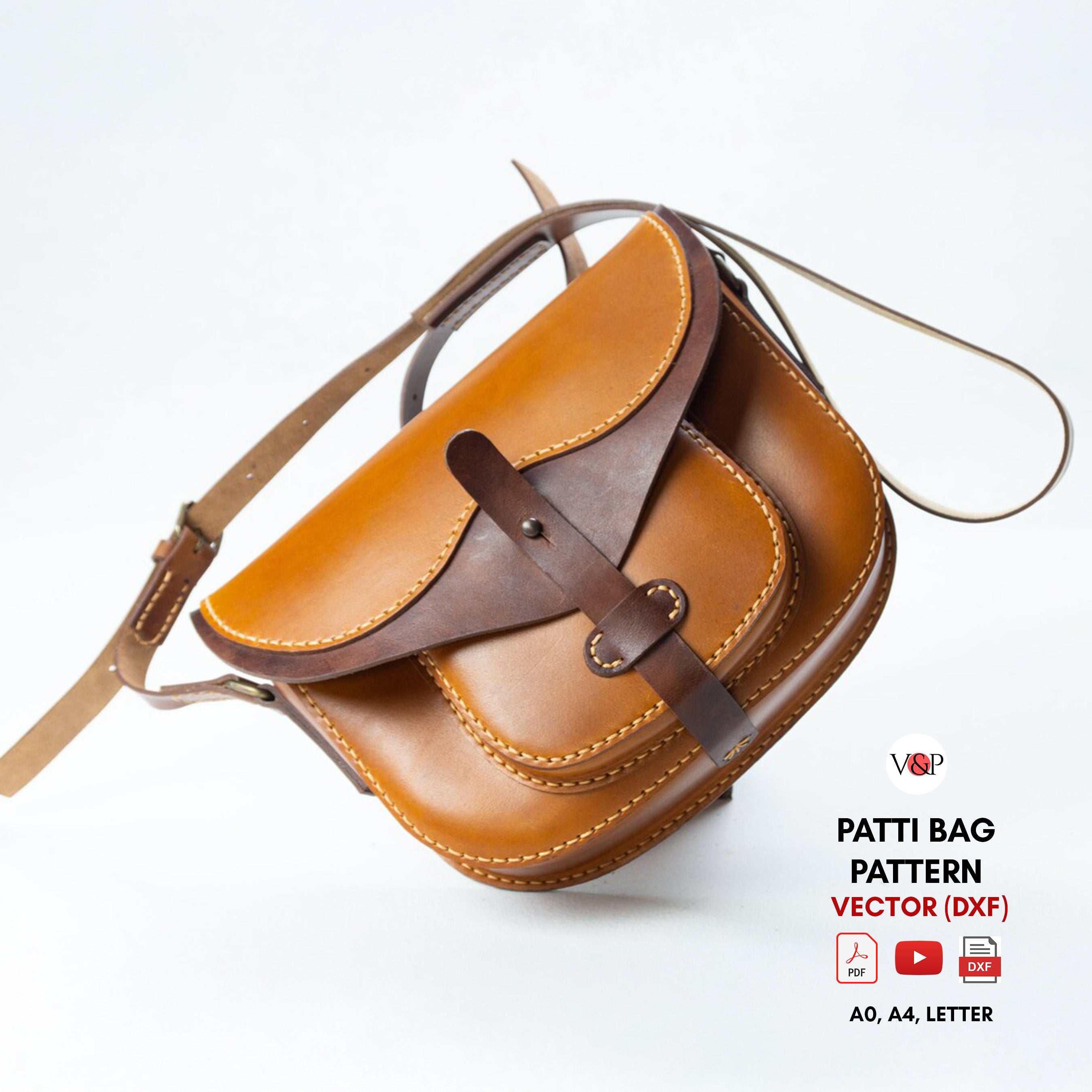 PDF + VIDEO + DXF Patti Crossbody Leather Bag