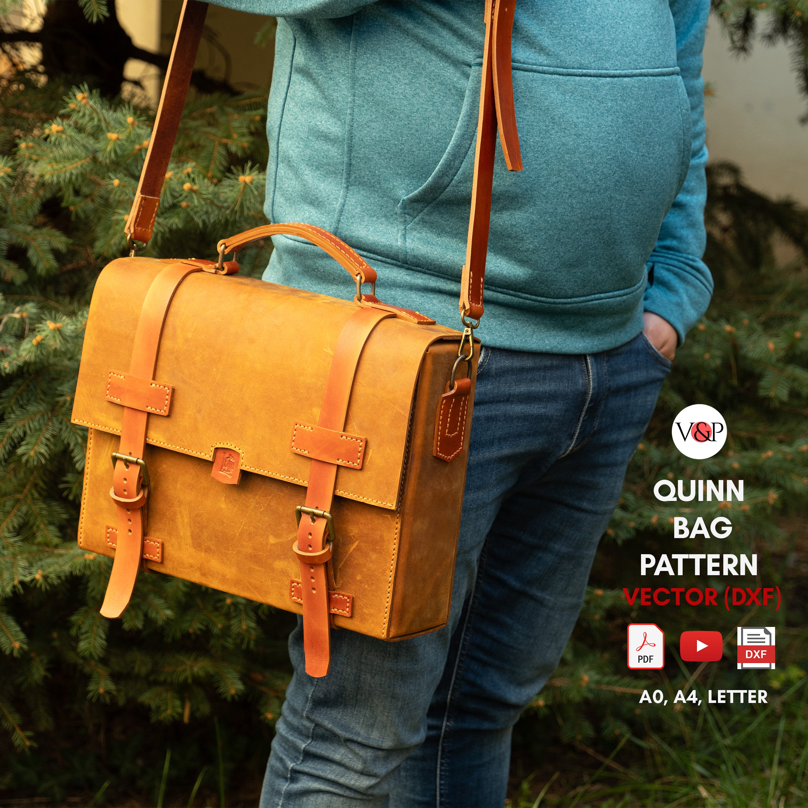 PDF Pattern, DXF and Instructional Video for Quinn Laptop Bag
