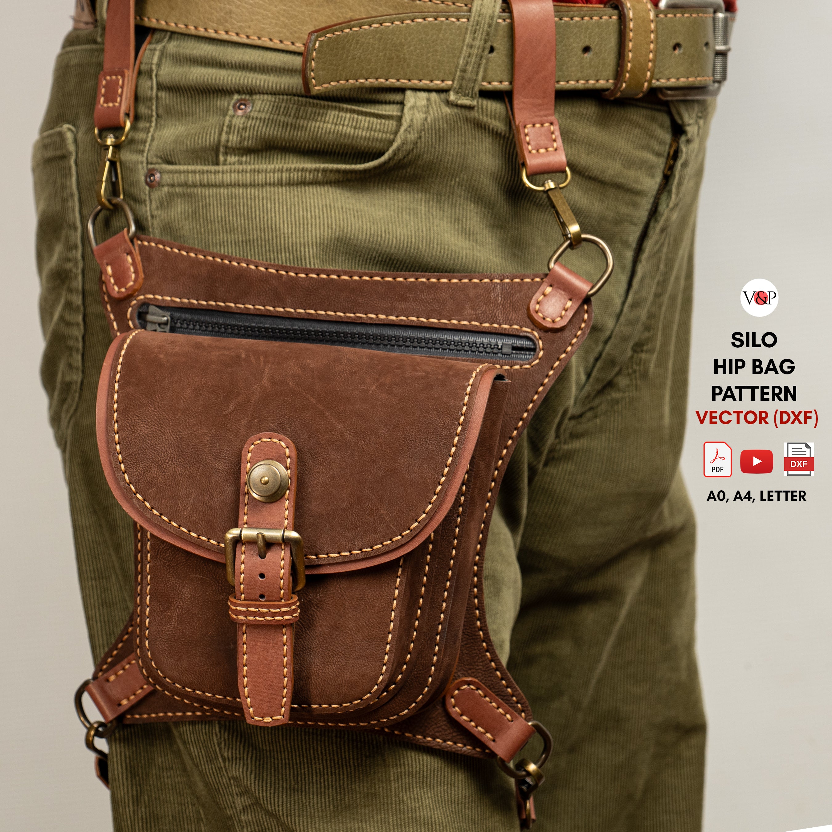 PDF Pattern + DXF + Video for Silo Hip Bag