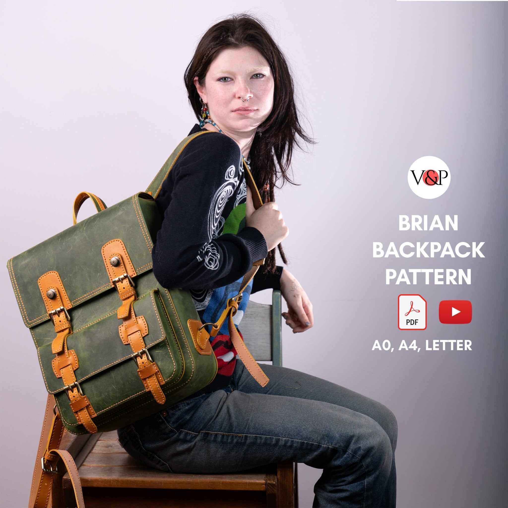 PDF Pattern and Instructional Video for Brian Backpack - Vasile and Pavel Leather Patterns