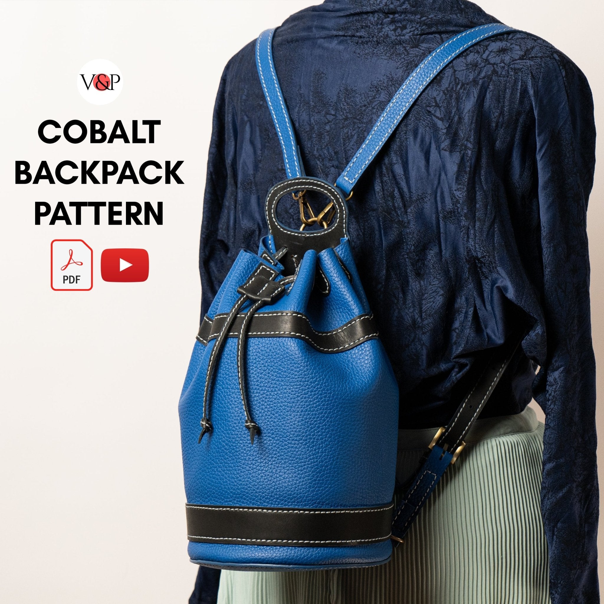 cobalt blue leather backpack PDF Pattern and Instructional Video for Cobalt Mini Bucket Backpack – Vasile and Pavel Leather Patterns
