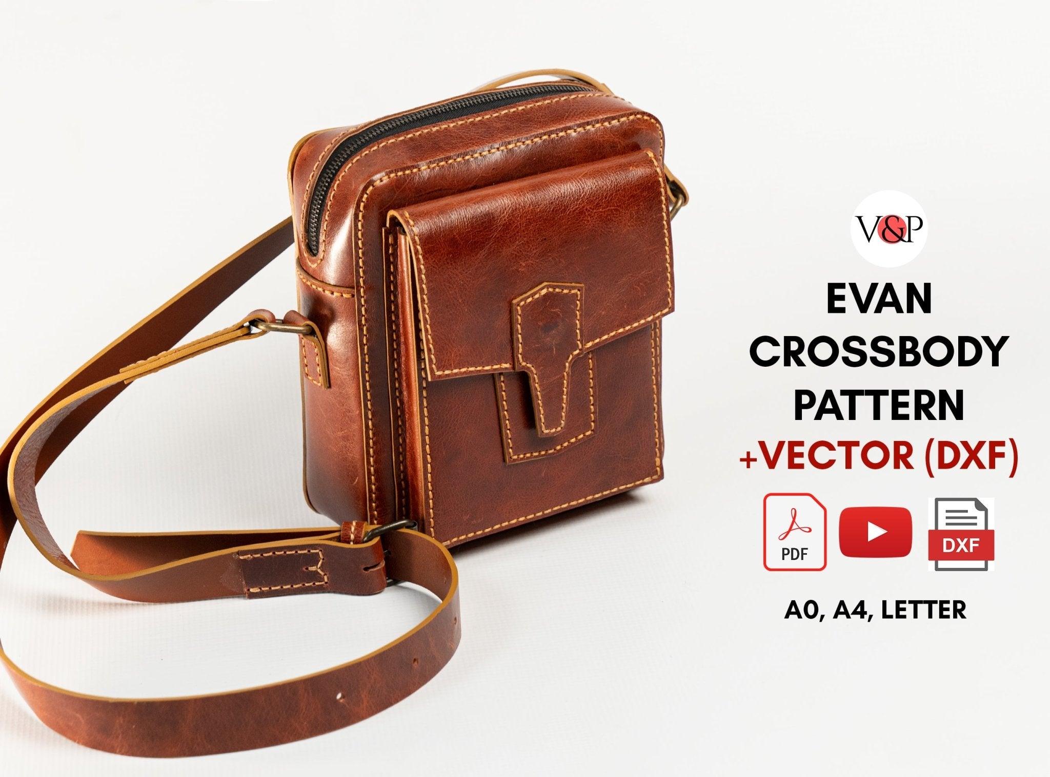 PDF Pattern and Instructional Video for Evan Crossbody - Vasile and Pavel Leather Patterns