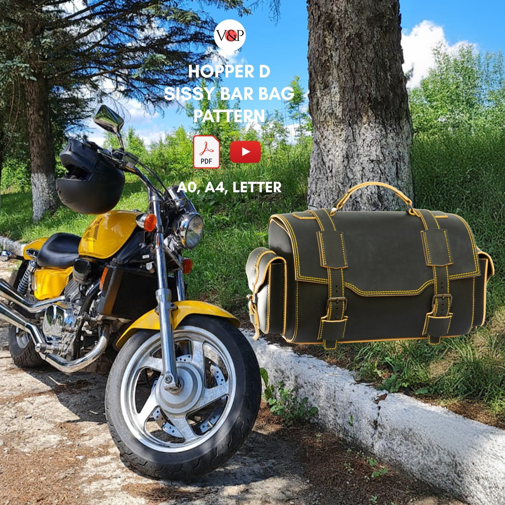 PDF Pattern and Instructional Video for Hopper D Sissy Bar Bag - Vasile and Pavel Leather Patterns