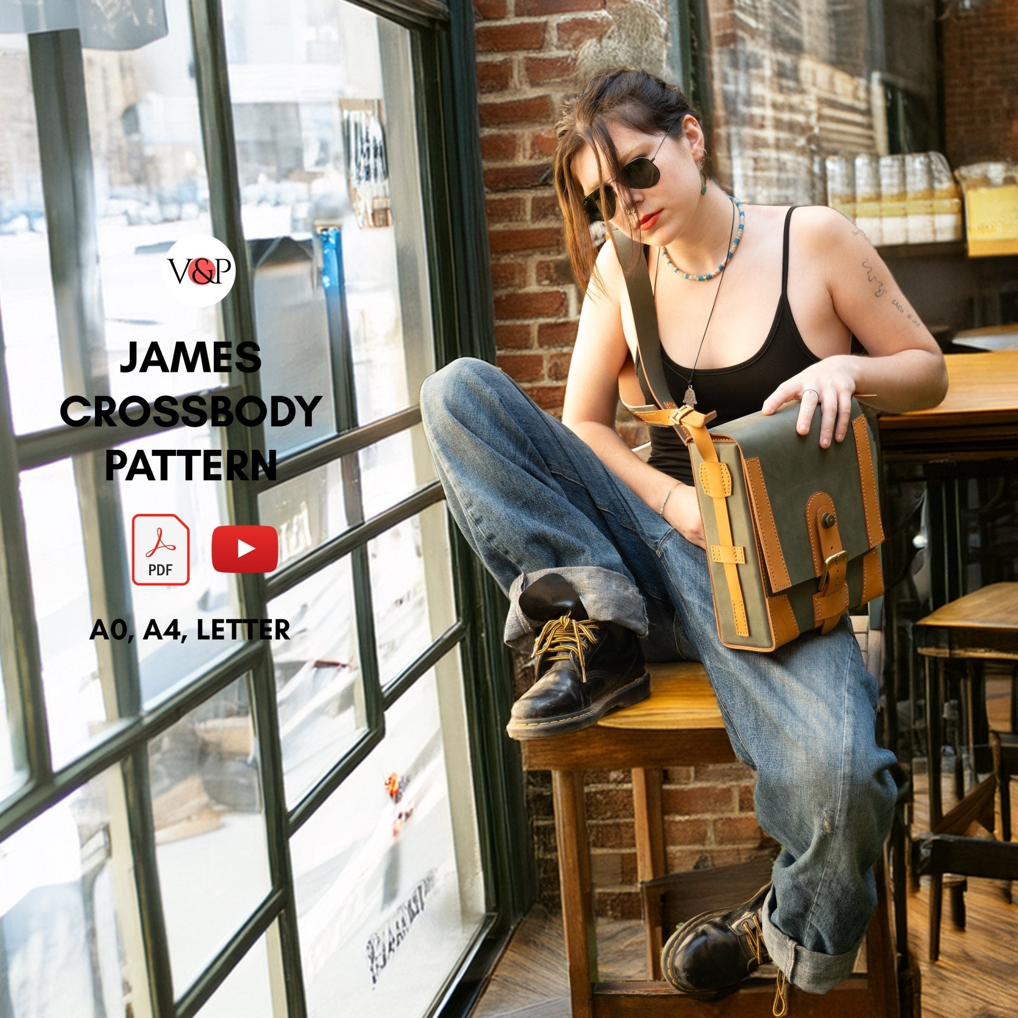 PDF Pattern and Instructional Video for James Crossbody Bag - Vasile and Pavel Leather Patterns