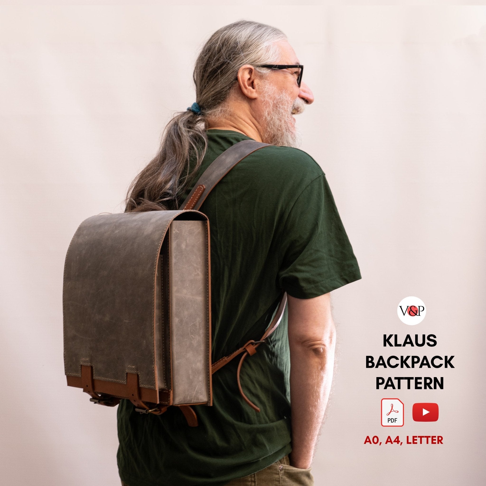 PDF Pattern and Instructional Video for Klaus Backpack - Vasile and Pavel Leather Patterns