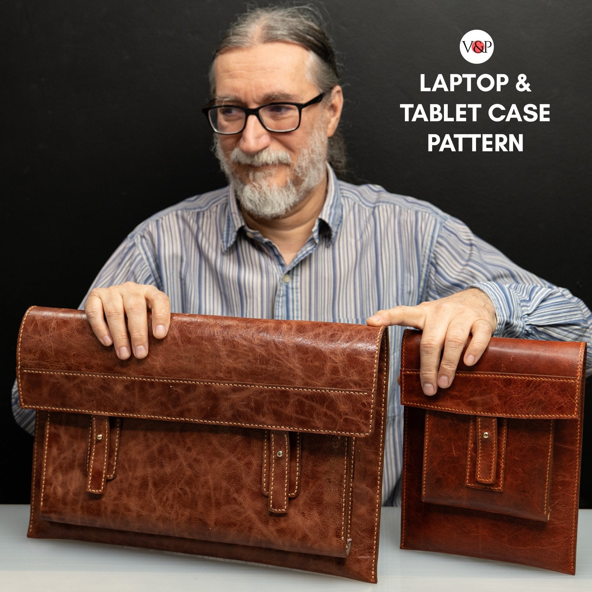 PDF Pattern and Instructional Video for Laptop and Tablet Case - Vasile and Pavel Leather Patterns