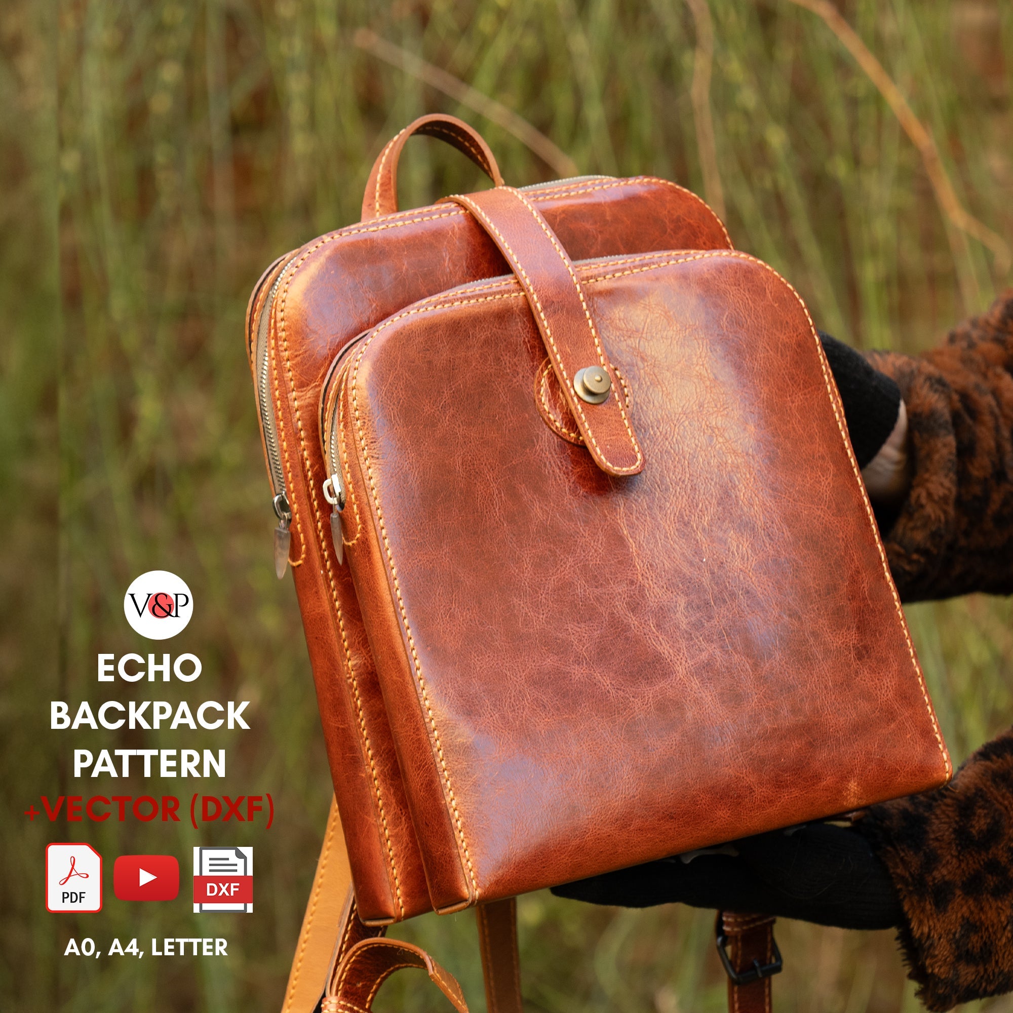 PDF Pattern, DXF and Instructional Video for Echo Backpack - Vasile and Pavel Leather Patterns