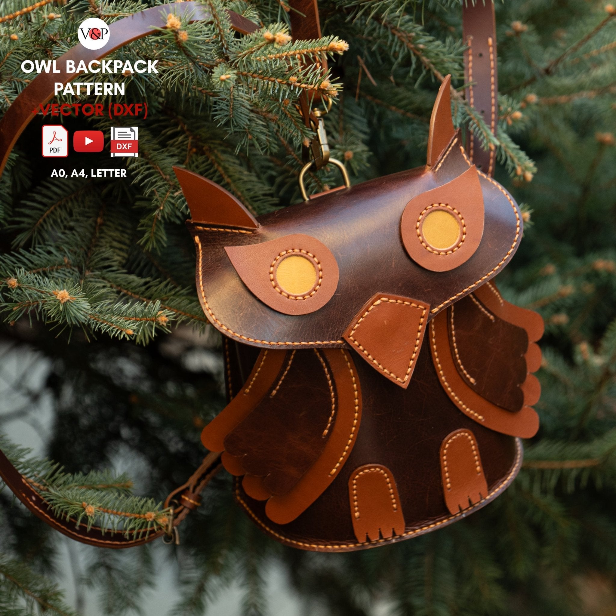 claire's backpack leather owl Black Martin The interior is elegant and roomy PDF Pattern, DXF and Instructional
