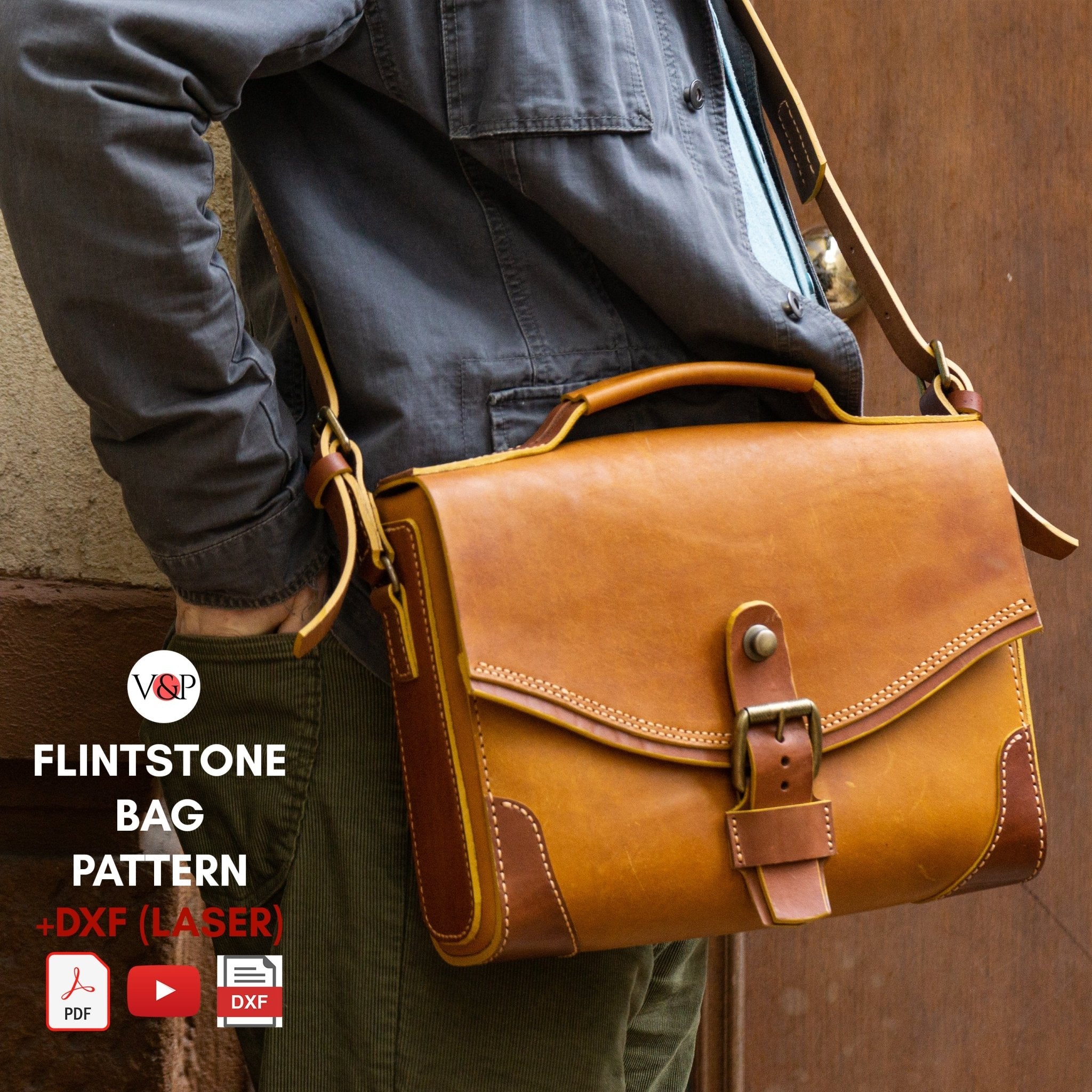 PDF Pattern, DXF File And Instructional Video for Flintstone Bag - Vasile and Pavel Leather Patterns