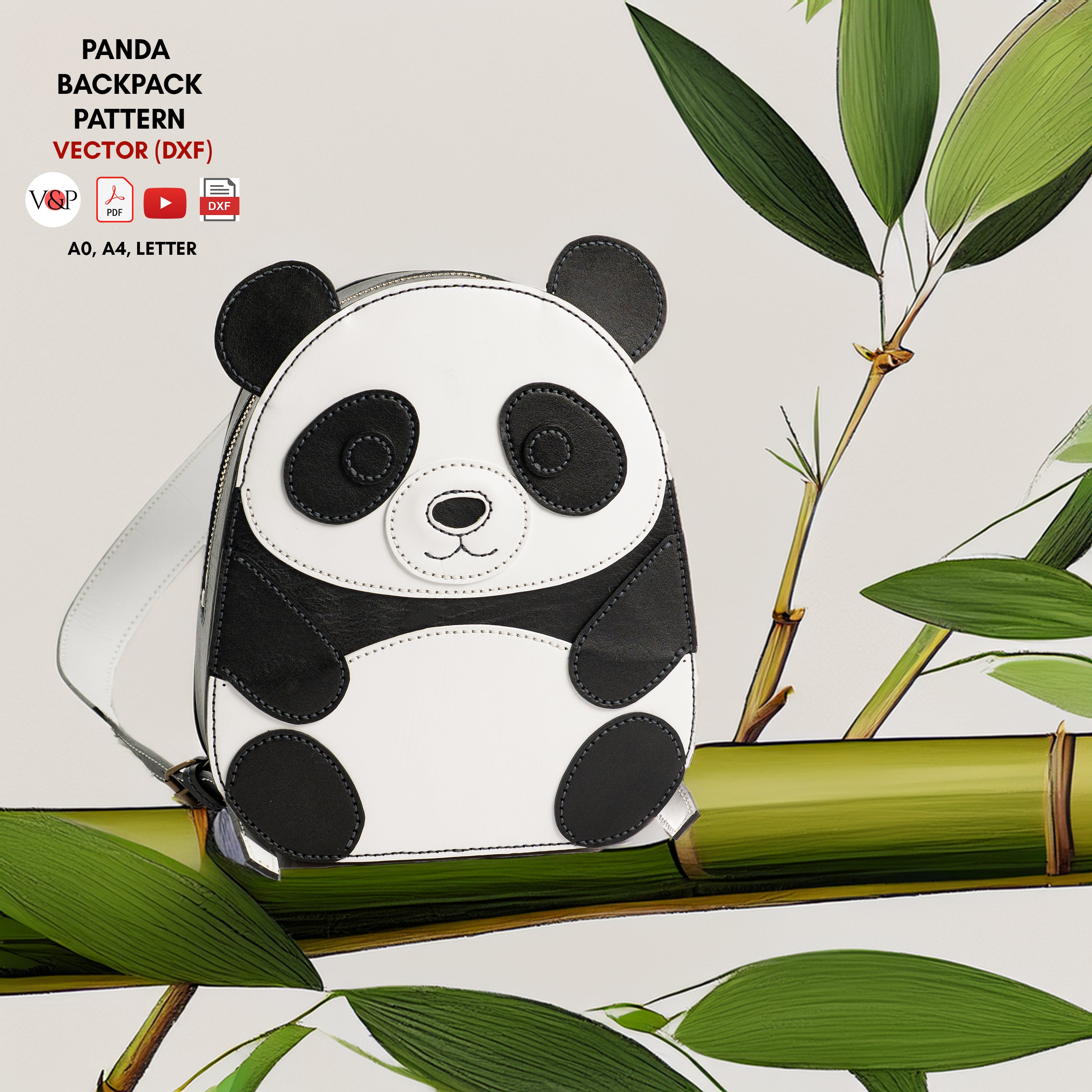 PDF Pattern, DXF and Instructional Video for Panda Backpack