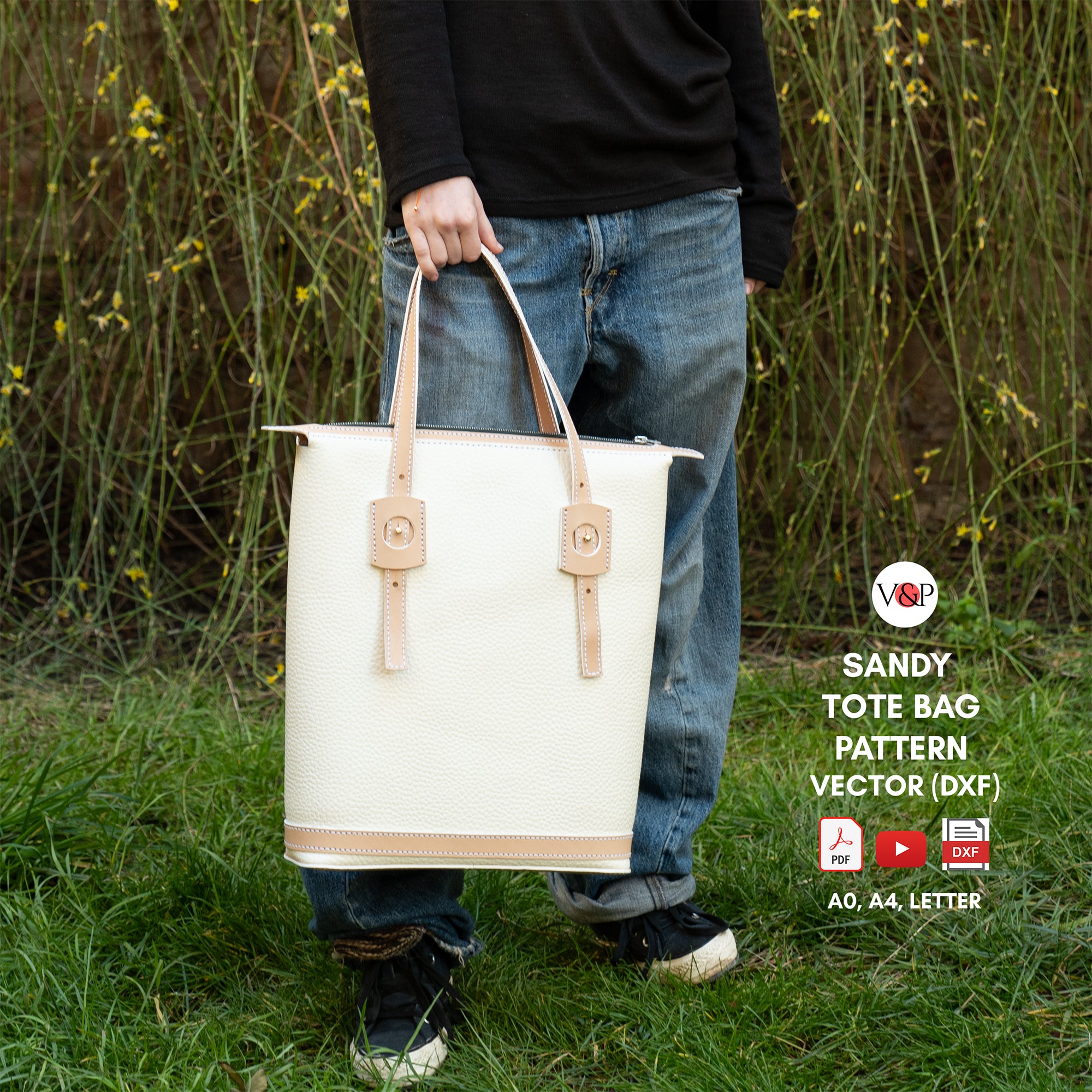 PDF Pattern, DXF and Instructional Video for Sandy Tote Bag