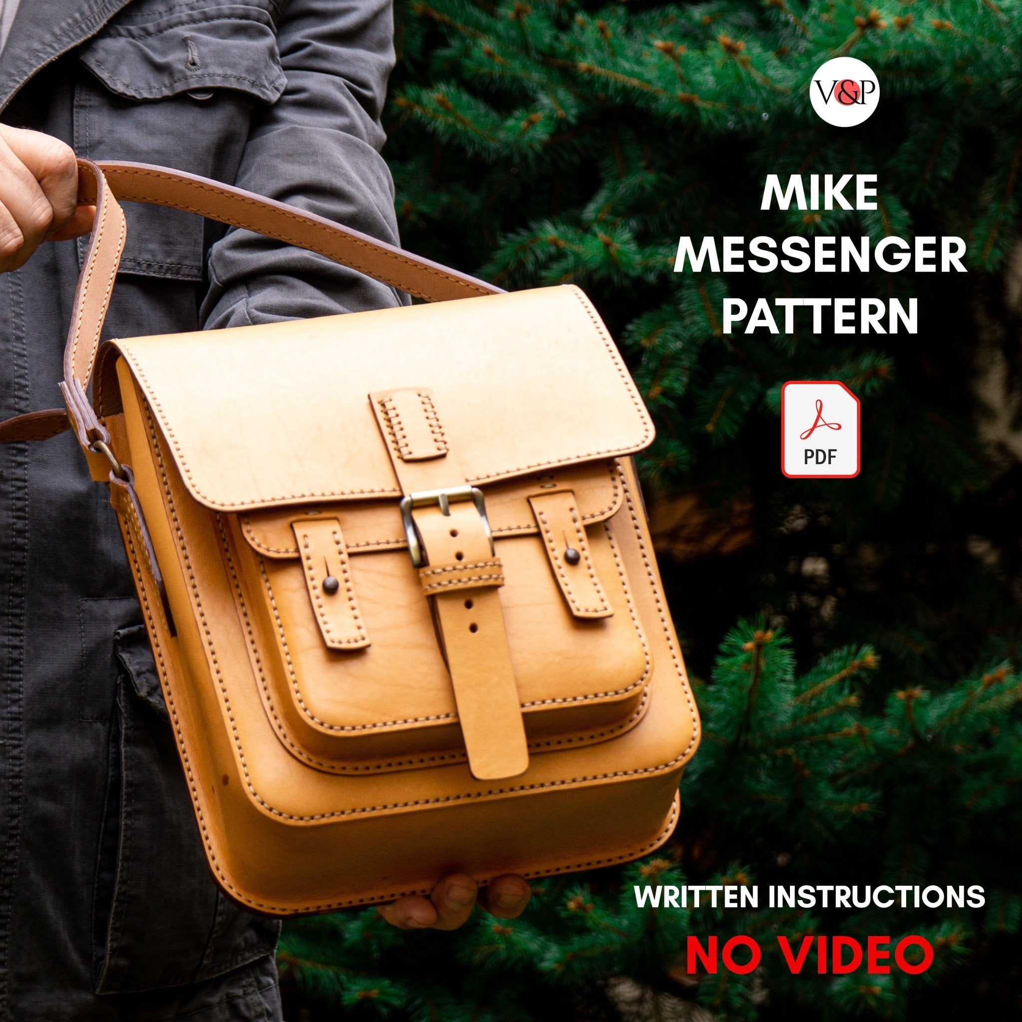 Mike Messenger Bag, PDF Pattern and Written Instructions - Vasile and Pavel Leather Patterns