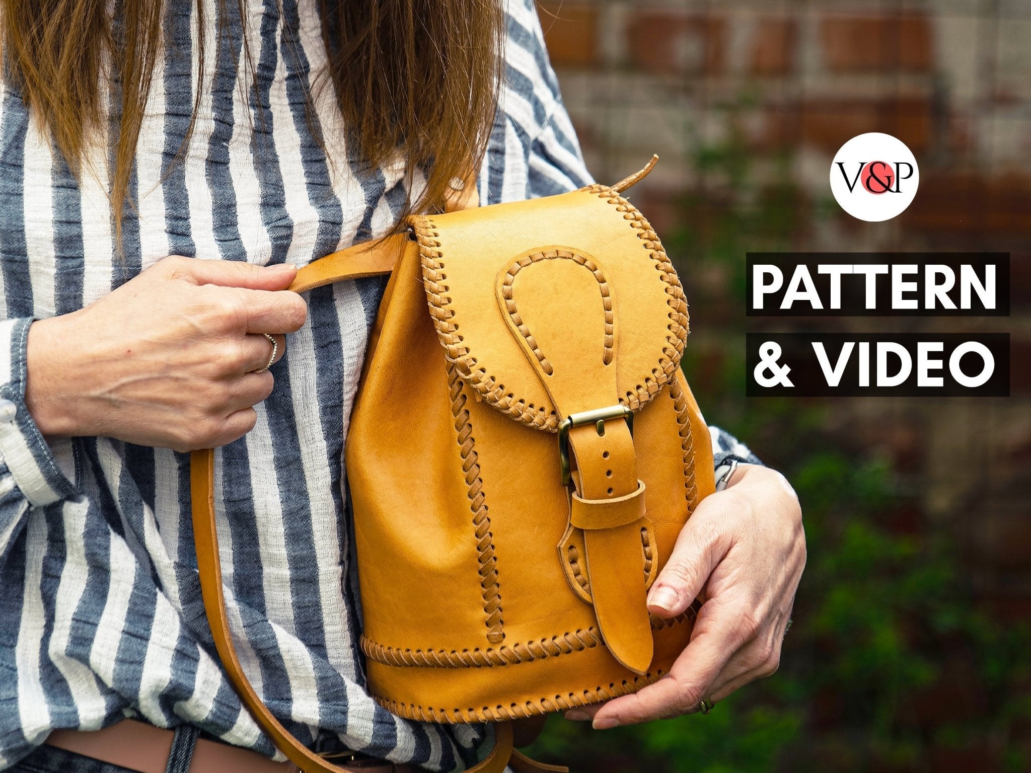 Mini Backpack Magda PDF Pattern, Video Tutorial, Laced Leather Backpack, Small Backpack Vasile and Pavel 