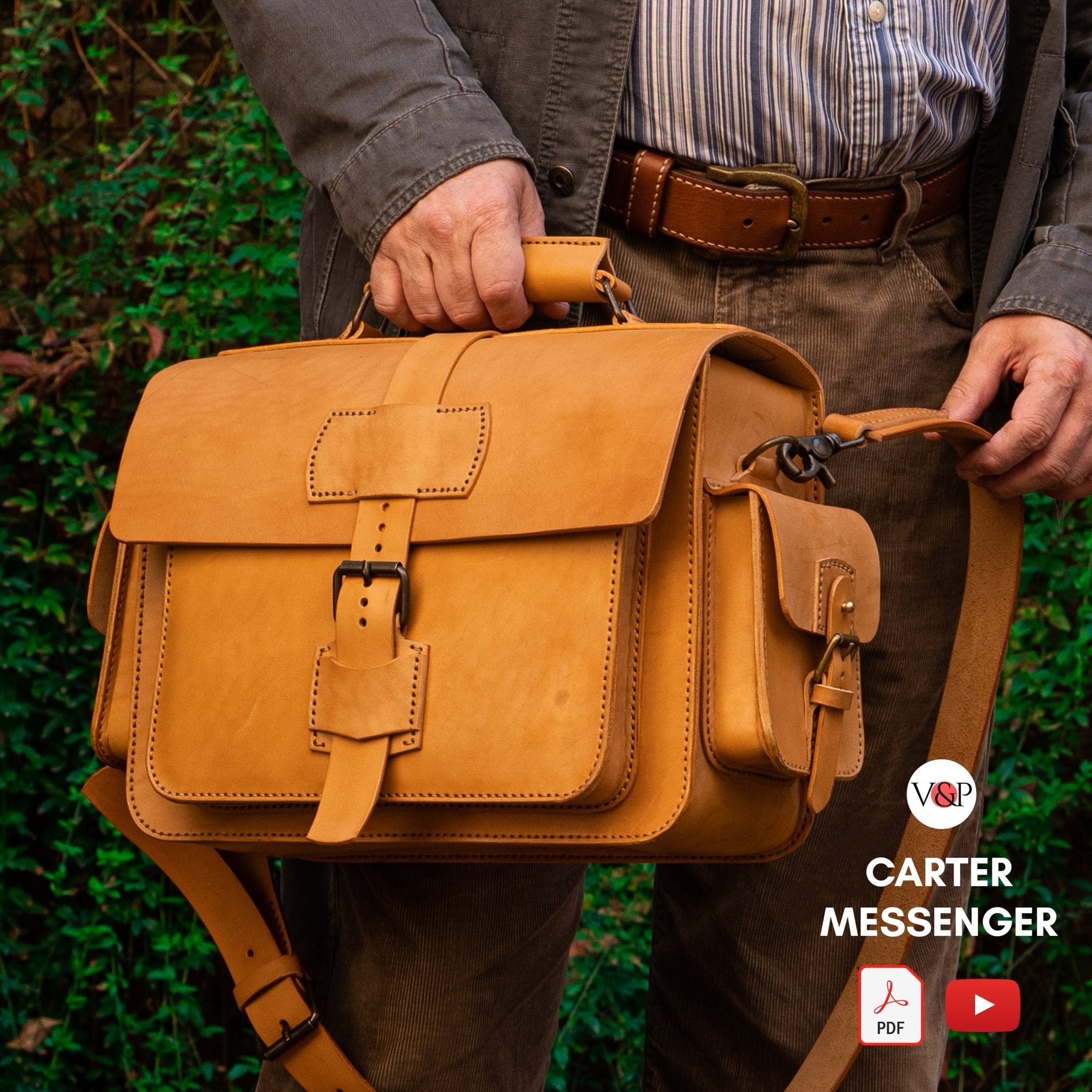 PDF Pattern and Instructional Video for Carter Messenger Bag - Vasile and Pavel Leather Patterns