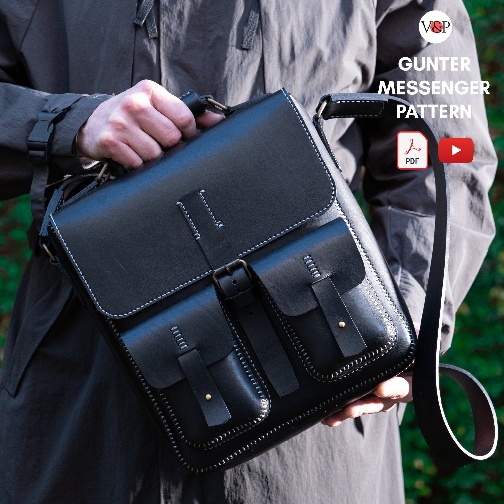 PDF Pattern and Instructional Video for Gunter Messenger Bag - Vasile and Pavel Leather Patterns