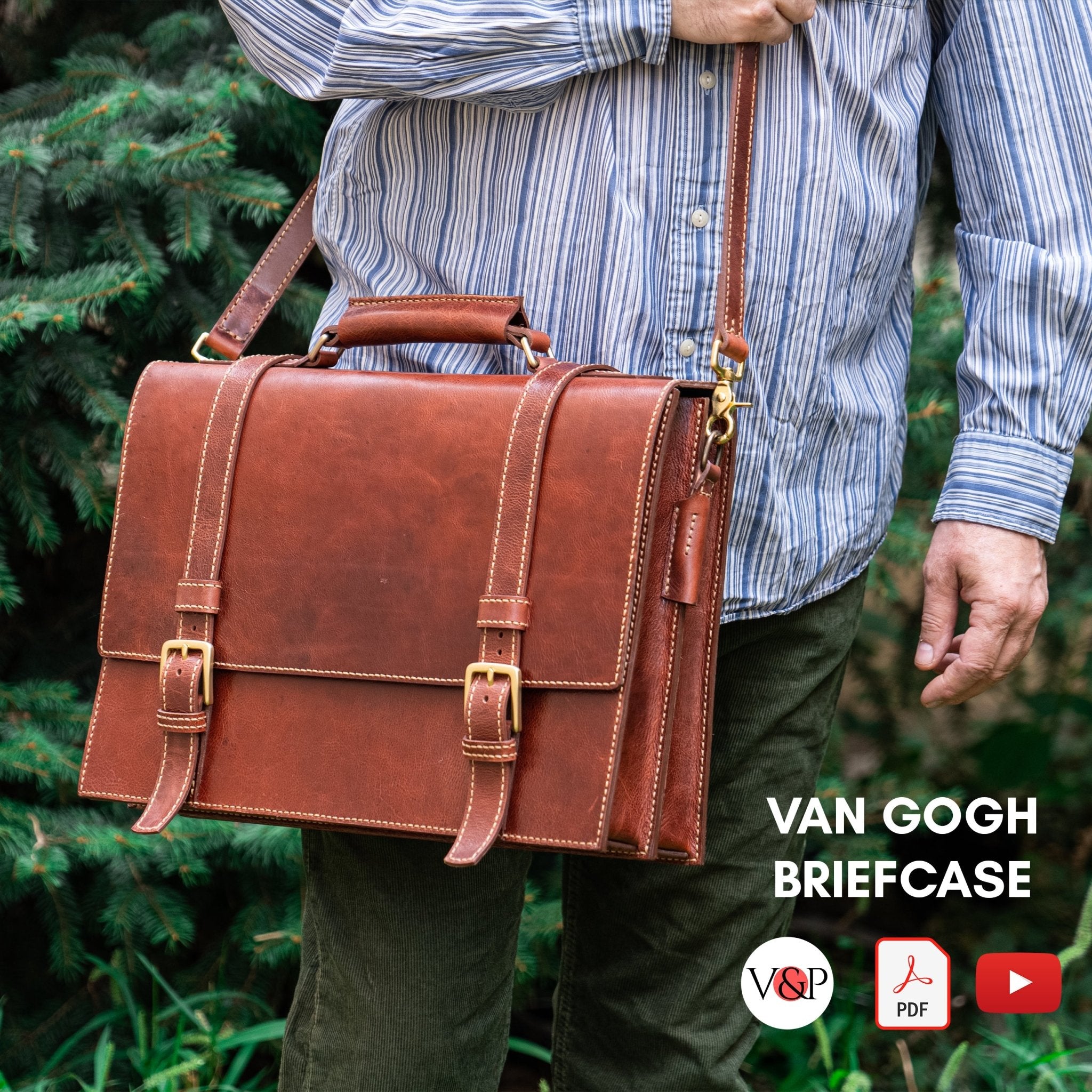 PDF Pattern and Instructional Video for Van Gogh Briefcase - Vasile and Pavel Leather Patterns