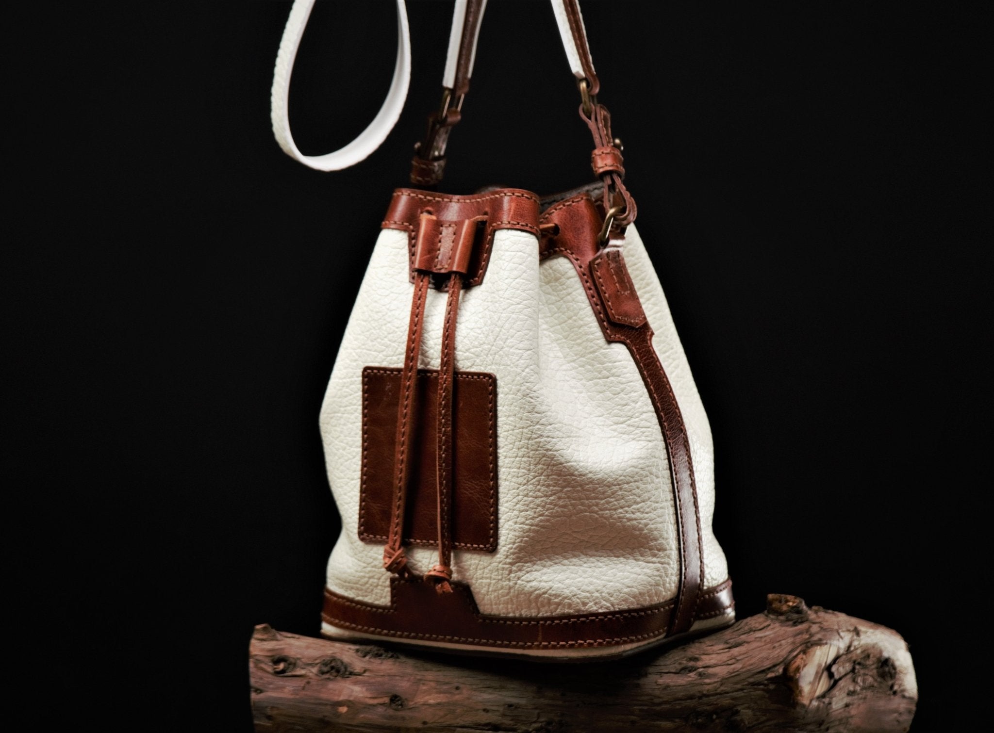 With instruction Leather bucket bag pattern drawstring bag sewing pattern  PDF download ACC-31