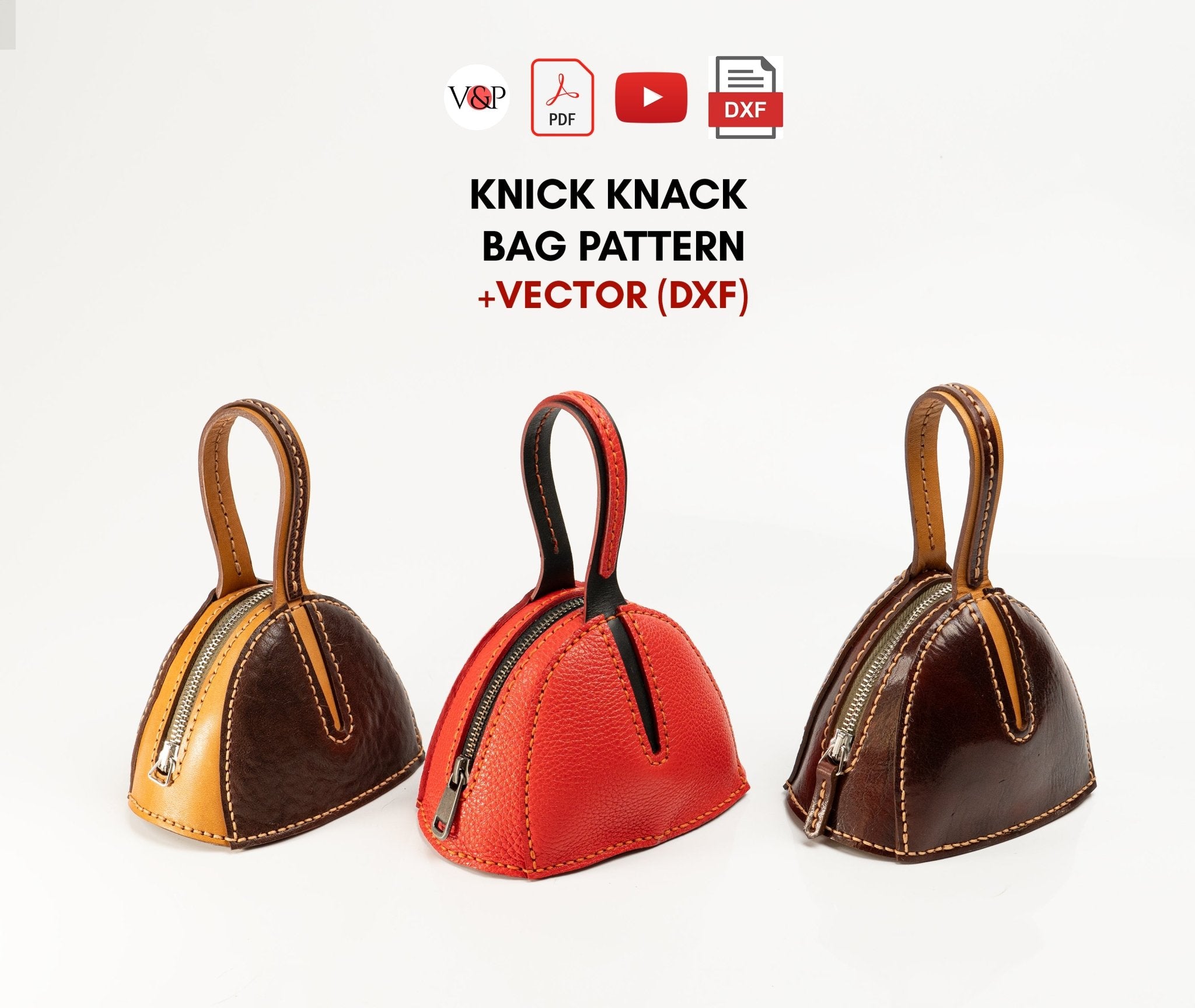 PDF Pattern, DXF File and Instructional Video for Knick Knack Bag - Vasile and Pavel Leather Patterns