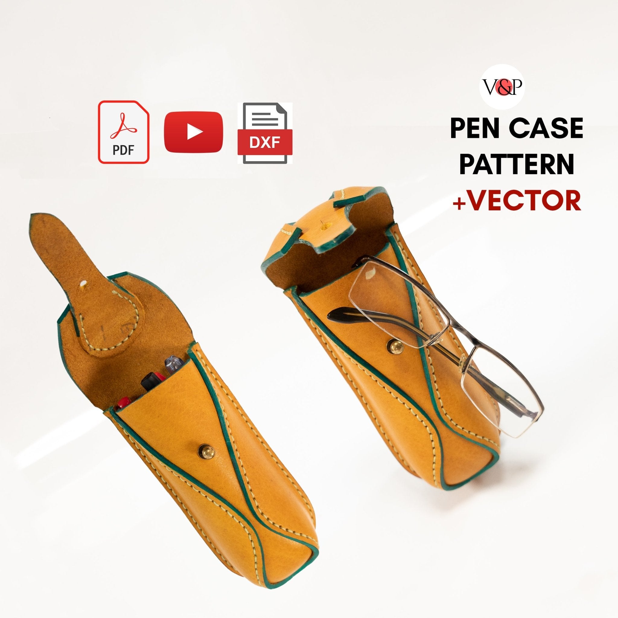 PDF Pattern + Vector for Eyeglass Case, Pen Case, Instructional Video - Vasile and Pavel Leather Patterns