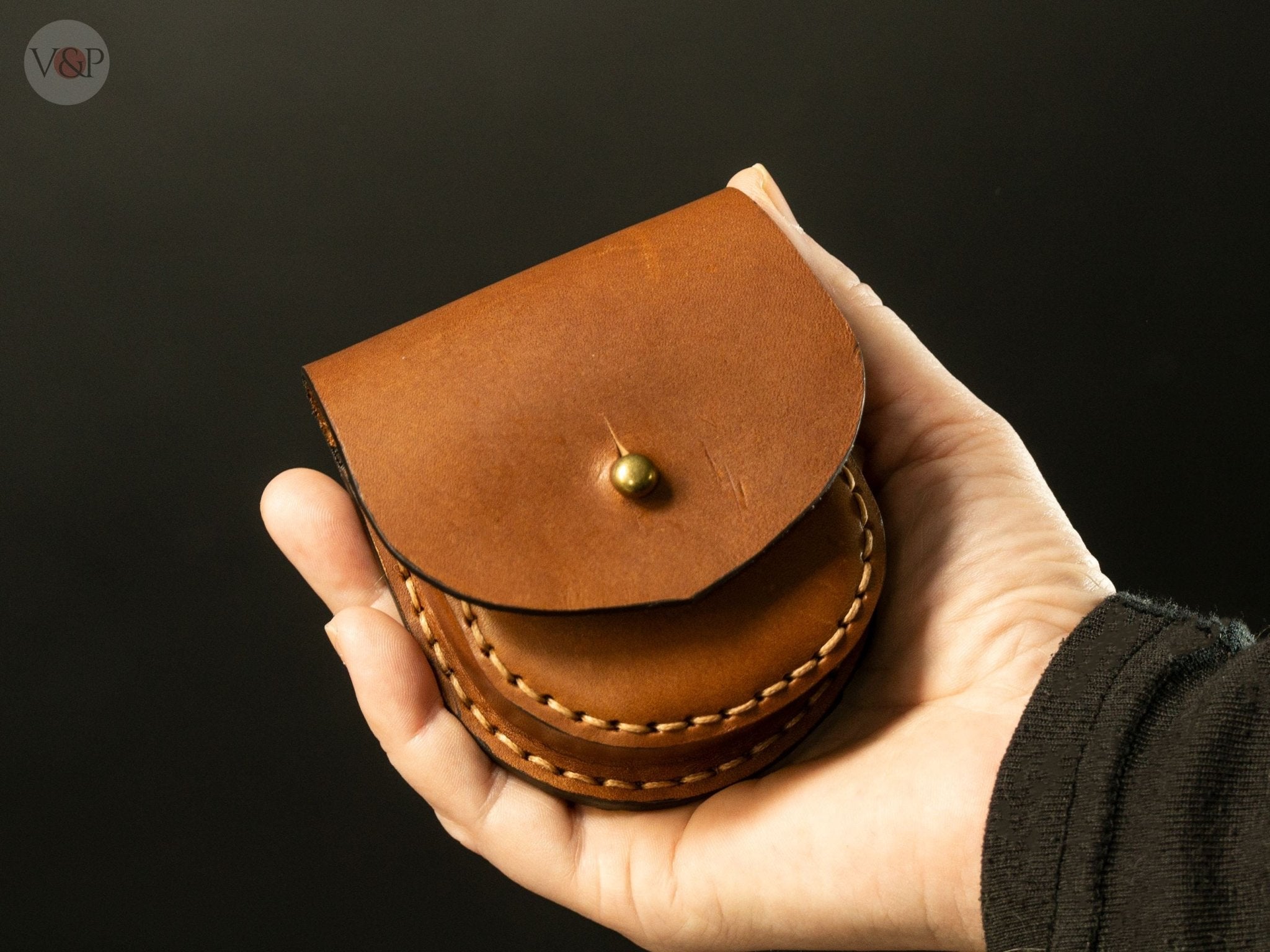 Small handmade pouch with a leather handle - Marina Porcini