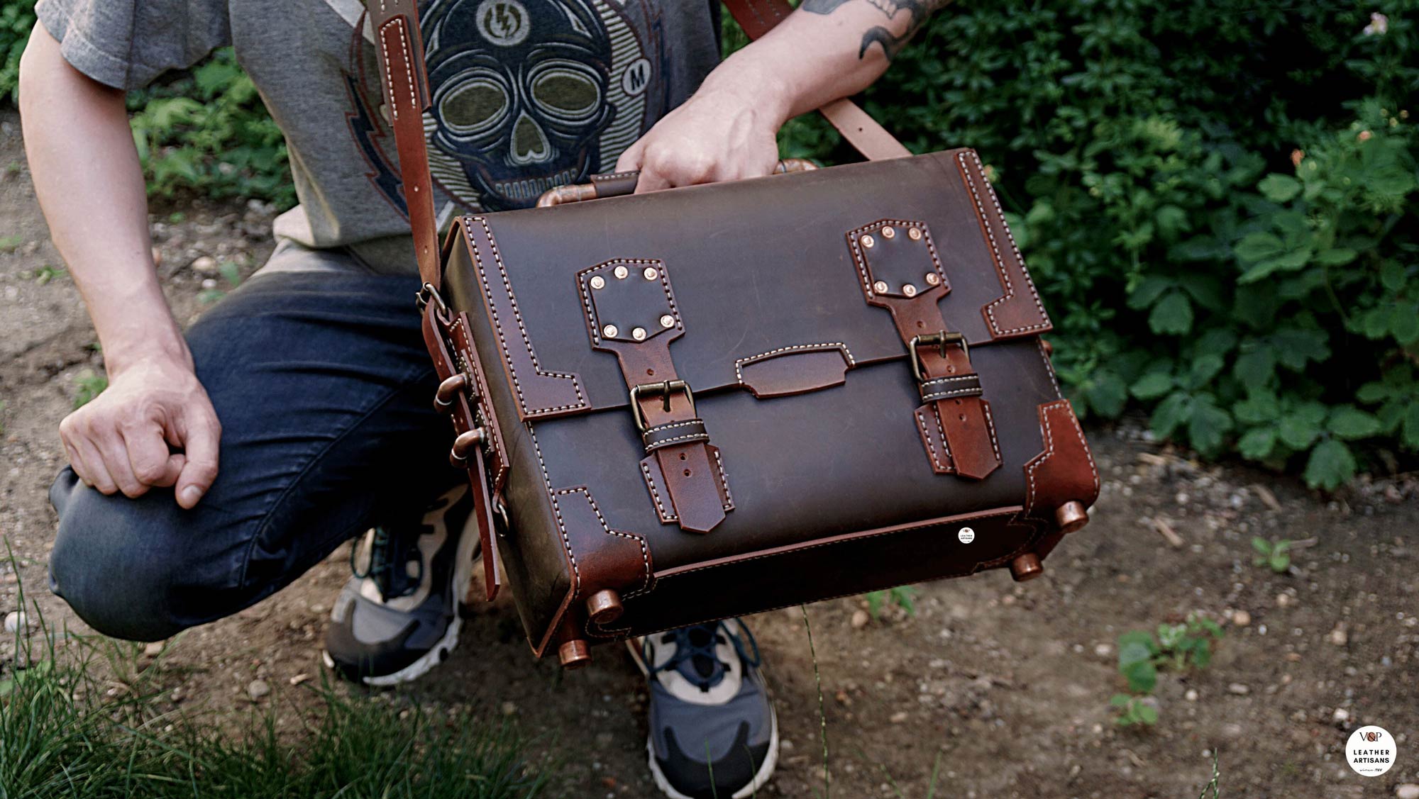 Men's Steampunk Leather Sling Bag