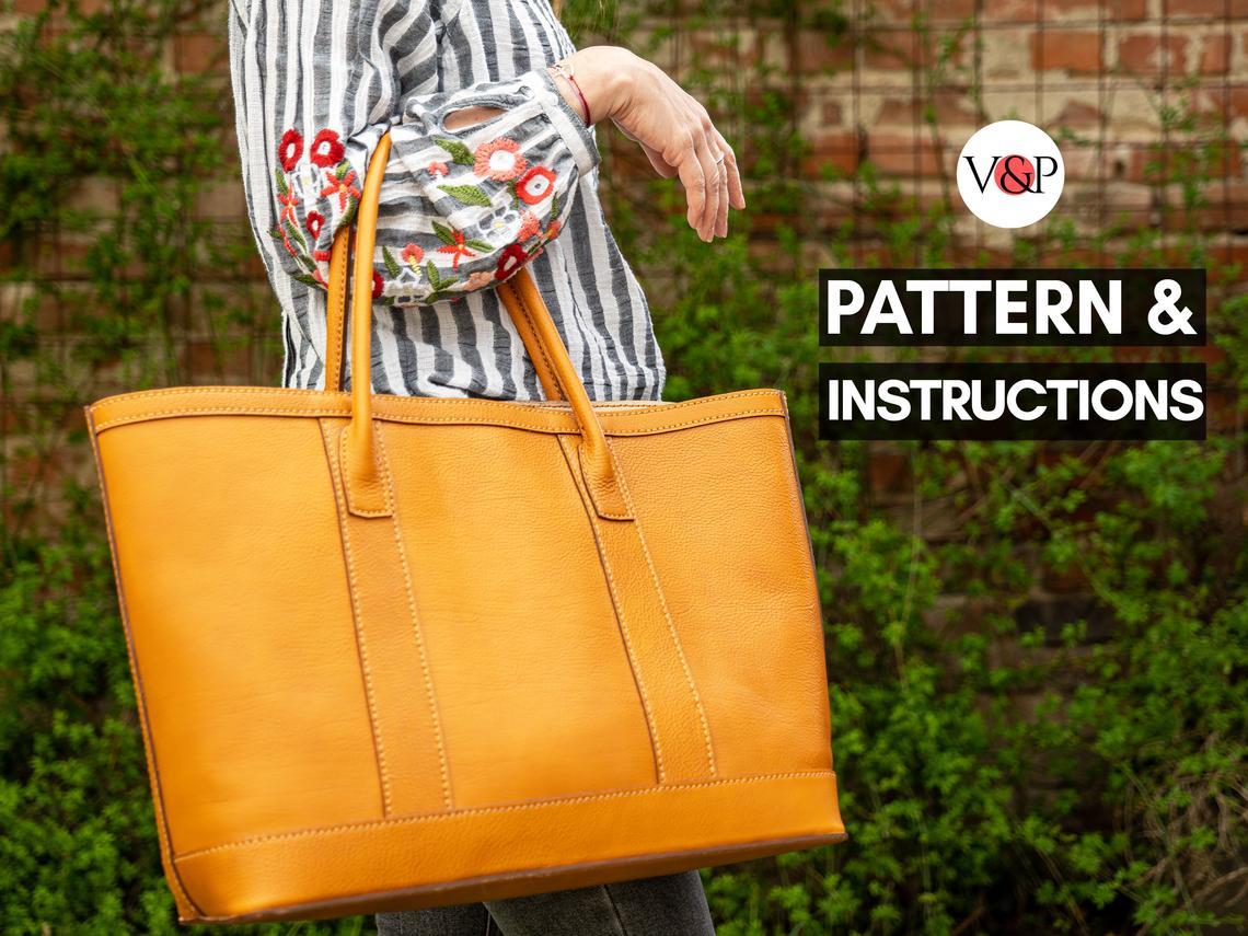 Tote Bag PDF Pattern, Leather DIY, Shopping Bag Pattern, Step by Step